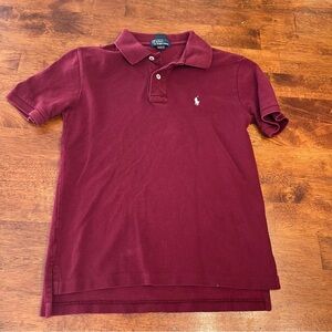Boys Polo Ralph Lauren maroon polo 100% cotton shirt size medium 10-12